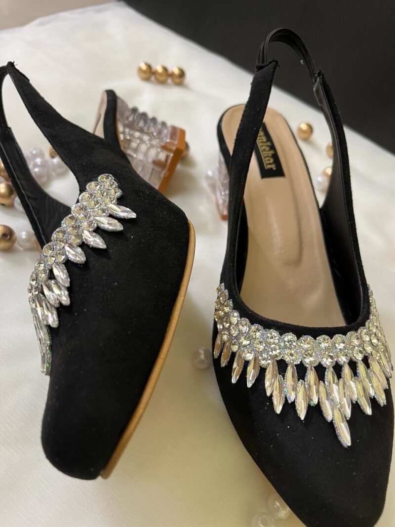 BLACK DAIMOMD STUDDED HEELS - Image 2