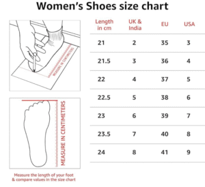 Footwear size chart 