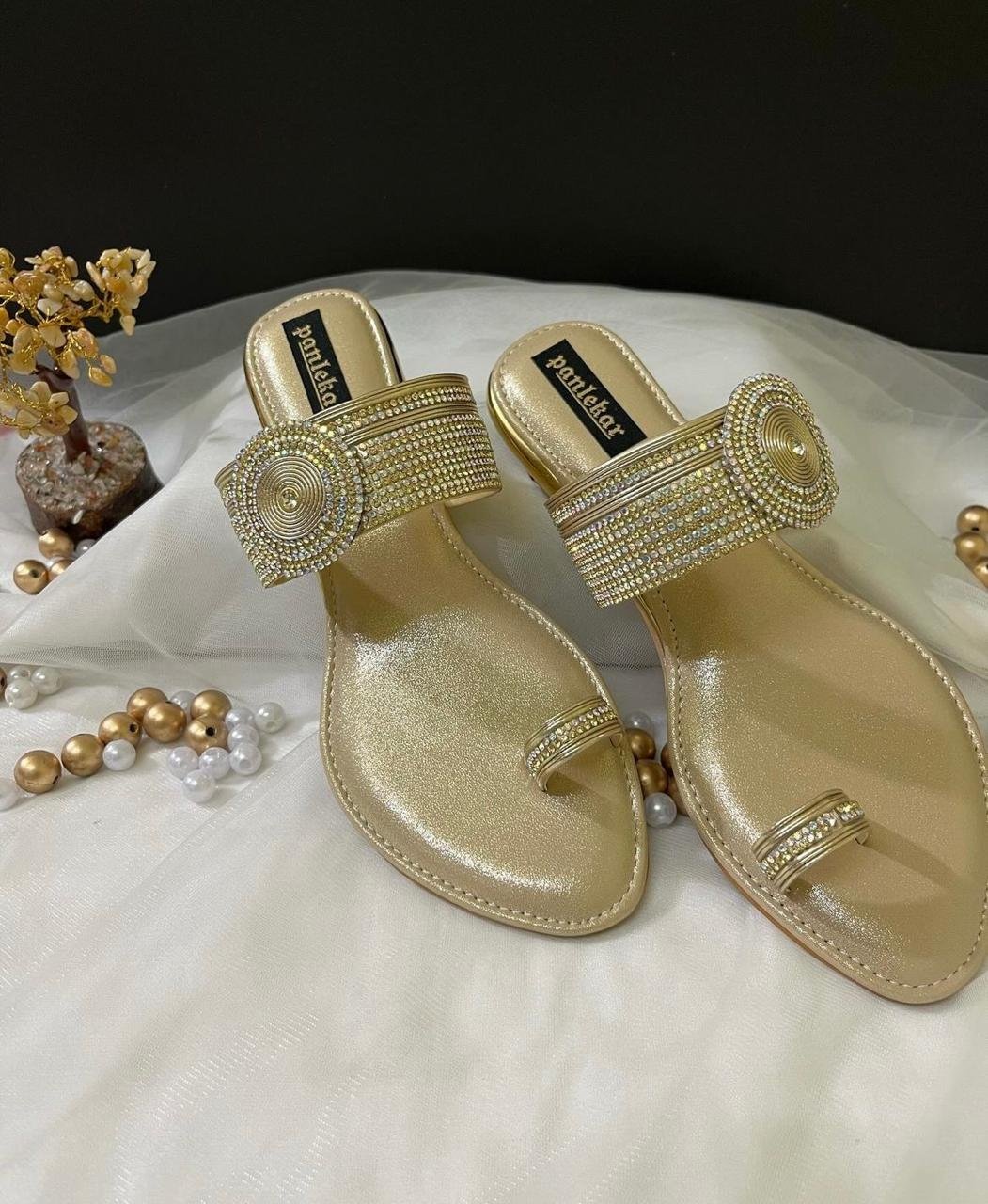 Glittery golden chappal