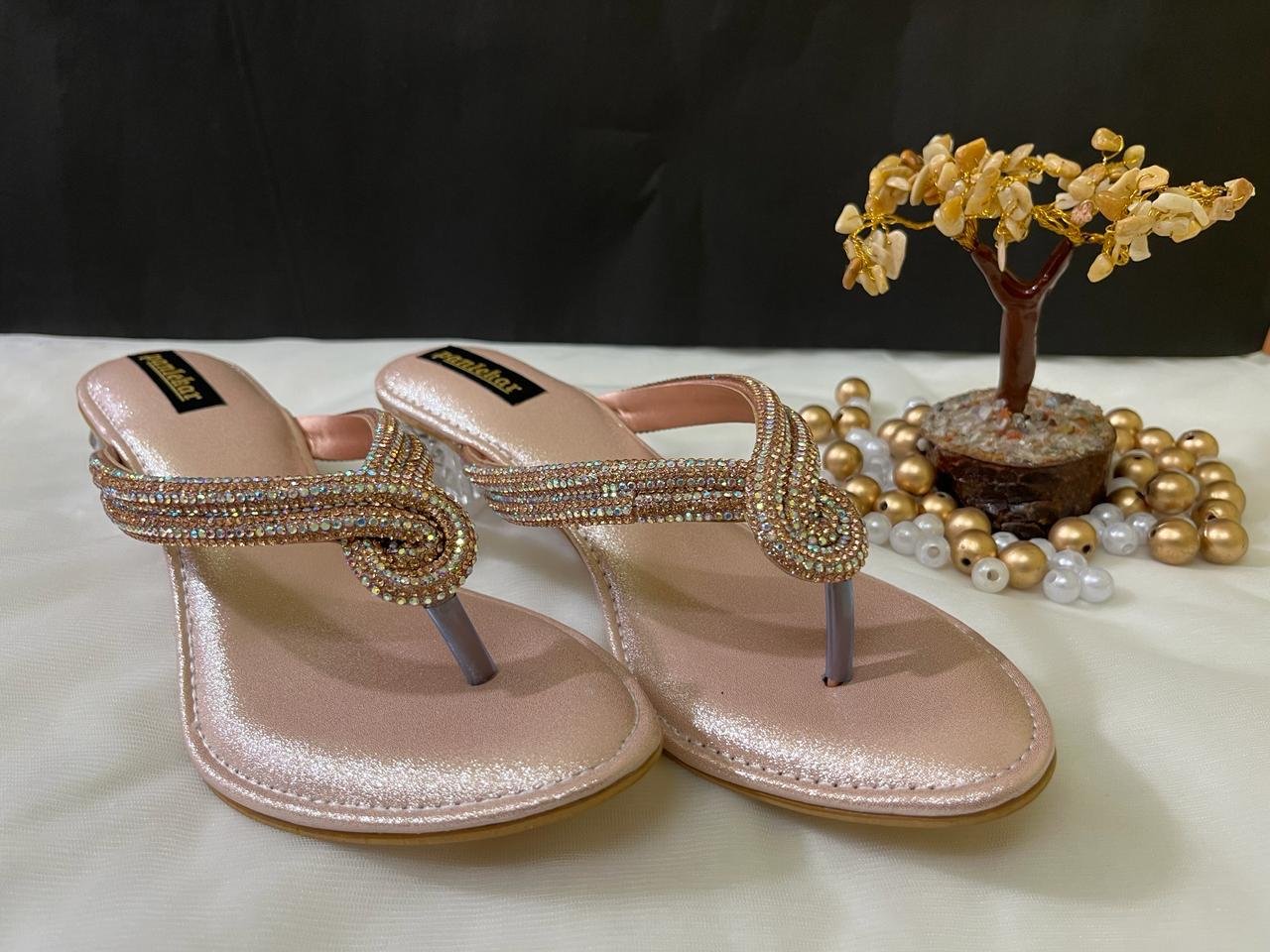 Golden Luxe Crystal glass heel sandal